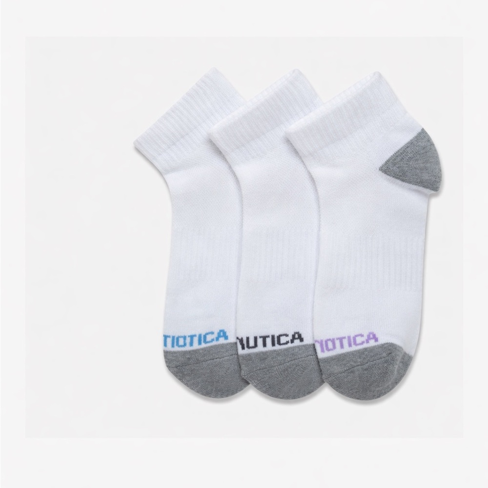 Nautica Womens Athletic Ankle Socks With All-Day Arch Support. 3 pairs